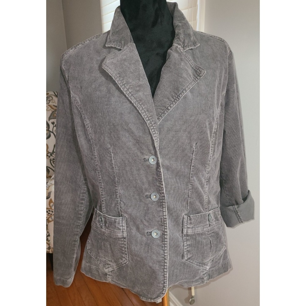 Bass Size Lg Corduroy Gray blazer, Jacket bass Academic Roll‎ Sleeve or Not